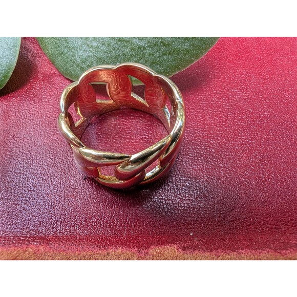 Vintage Cuban Link  Ring, Gold Chain Band Ring - Picture 7 of 10